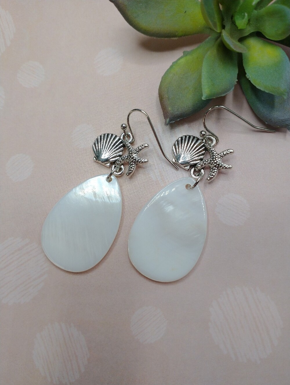 New Handmade Mother of Pearl Drop Earrings